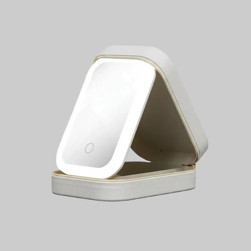 LED Mirror Makeup Storage Box – Portable & Touch Light