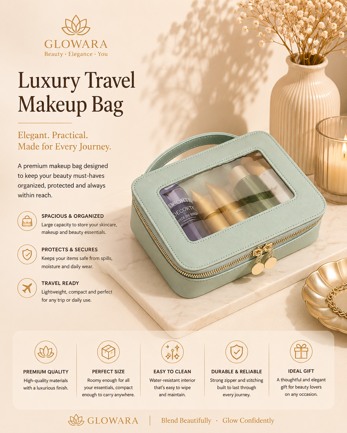 New Transparent Cosmetic Bag Women's Handbag Travel Fashion Portable Make-up Storage Bags