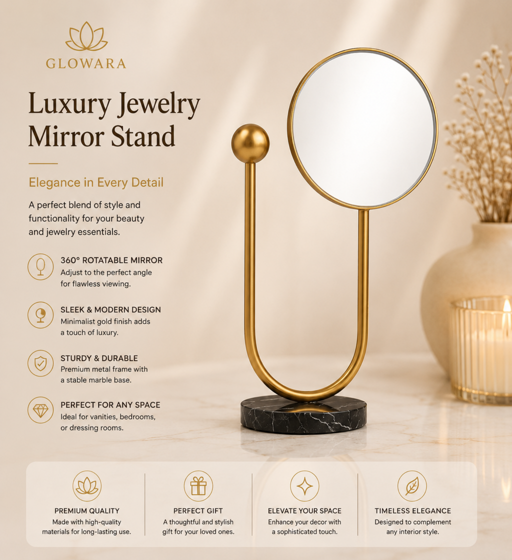 Modern Nordic Light Luxury Style Wrought Iron Makeup Mirror Desktop Mirror