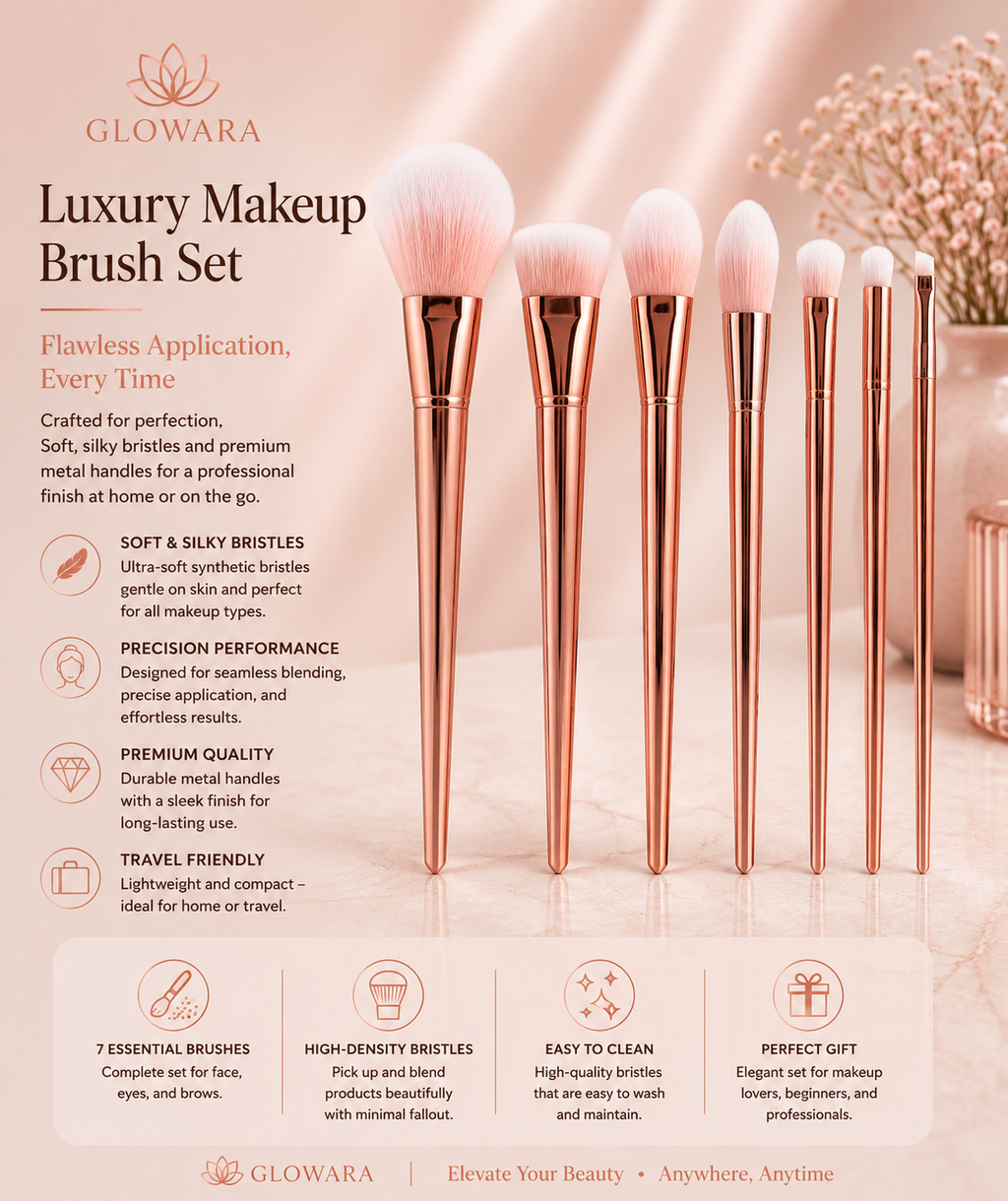 Premium Rose Gold Makeup Brush Set | Glowara