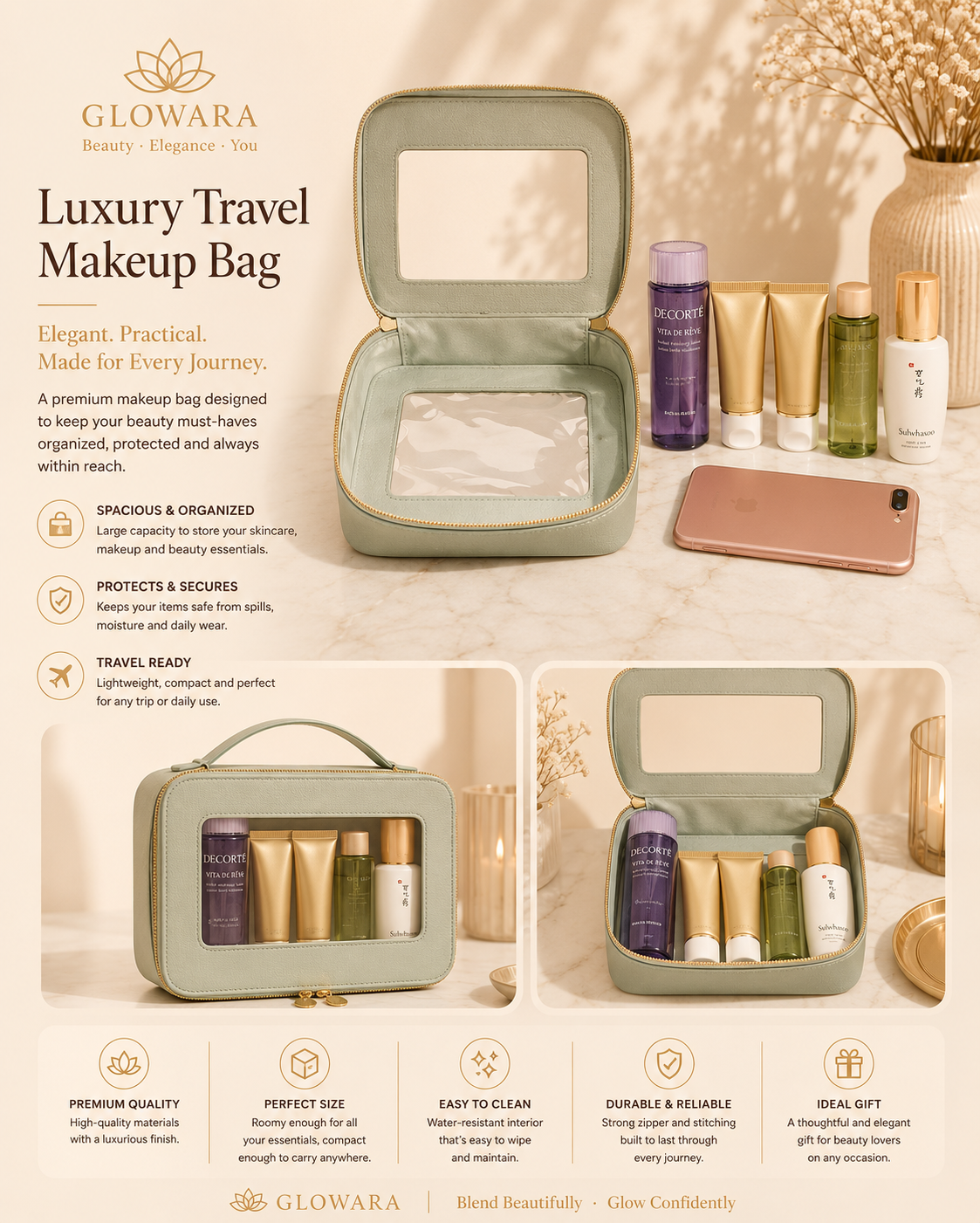 New Transparent Cosmetic Bag Women's Handbag Travel Fashion Portable Make-up Storage Bags